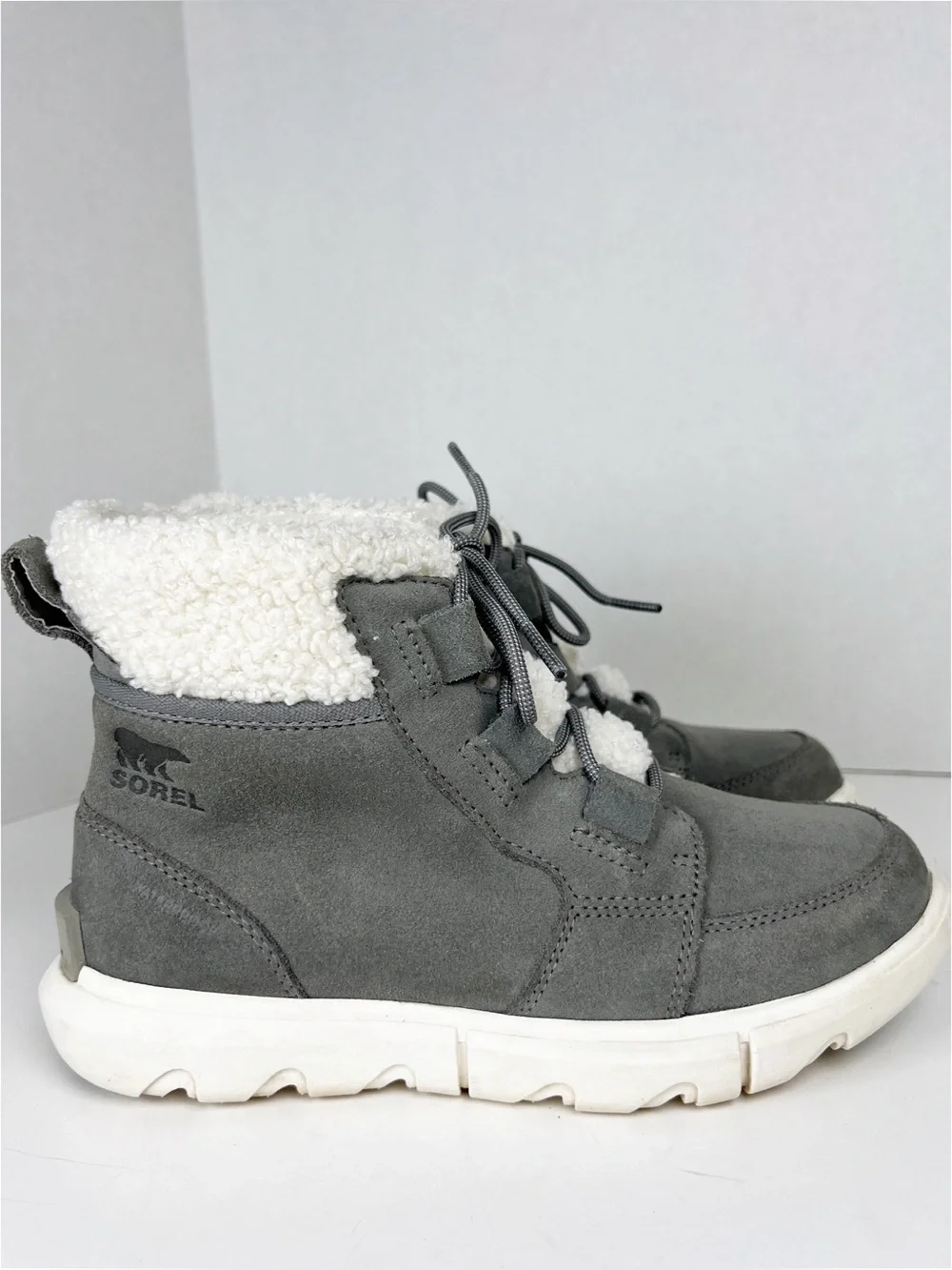 SOREL Women’s Size 6.5 Gray Suede Explorer II Next Carnival Waterproof Boots